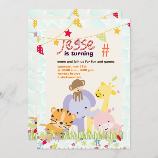 Invitation Jungle Thème/Fête/photo personnalisée (Devant / Derrière)