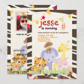 Invitation Jungle Thème/Fête/photo personnalisée (Devant / Derrière)