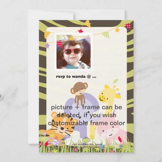 Invitation Jungle Thème/Fête/photo personnalisée (Dos)