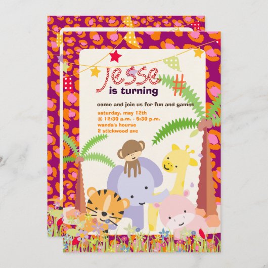 Invitation Jungle Thème/Fête/photo personnalisée (Devant / Derrière)