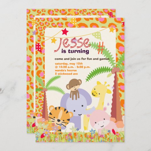 Invitation Jungle Thème/Fête/photo personnalisée (Devant / Derrière)
