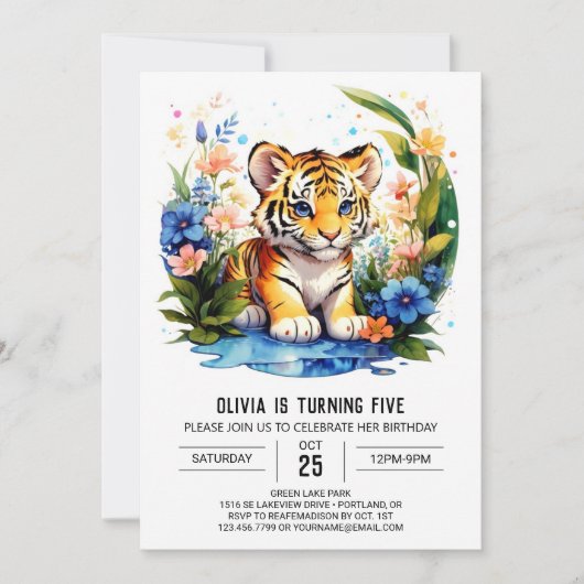 Invitation Jungle Tiger Anniversaire Garçon Anniversaire Invi (Devant)