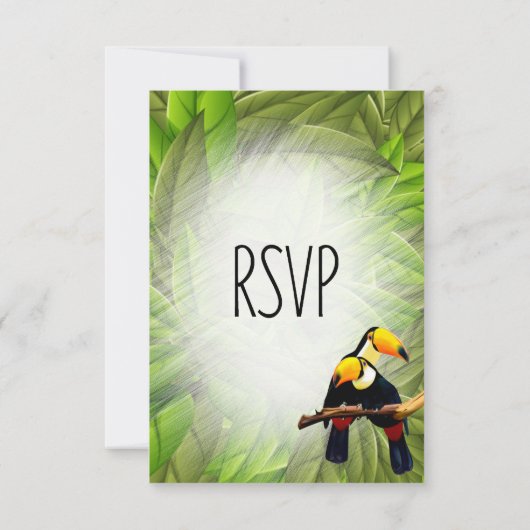 Invitation Jungle Toucans RSVP avec sélection d'arbre (Dos)