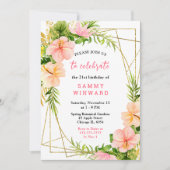Invitation Jungle Tropical avec Anniversaire de Feuillage (Devant)