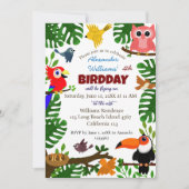 Invitation Jungle Tropical Vert Été Enfants Bird Anniversaire (Devant)