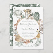 Invitation Jungle tropicale Cheetah Palm Mariage de couronne (Devant / Derrière)