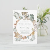 Invitation Jungle tropicale Cheetah Palm Mariage de couronne (Debout devant)