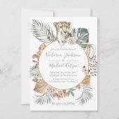 Invitation Jungle tropicale Cheetah Palm Mariage de couronne (Devant)