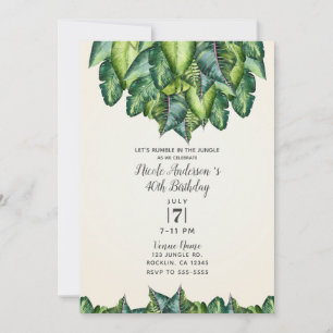 Invitation Jungle tropicale Feuilles Vert Botanique Anniversa