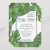 Invitation Jungle tropicale Moderne Feuille blanche Foliage C (Devant / Derrière)