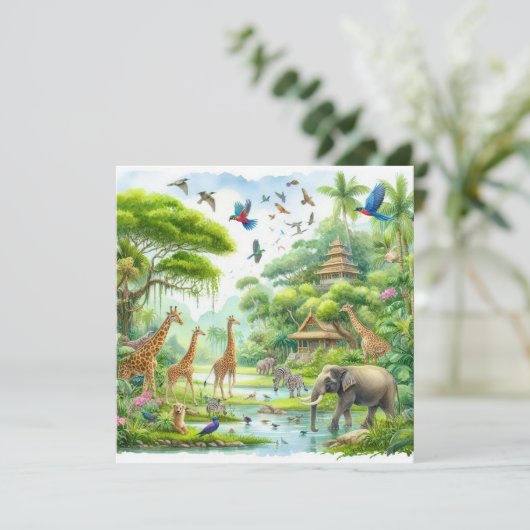 Invitation jungle tropicale safari (Debout devant)