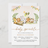 Invitation Jungle tropicale Safari Animaux Fille Bébé Saupoud (Devant)