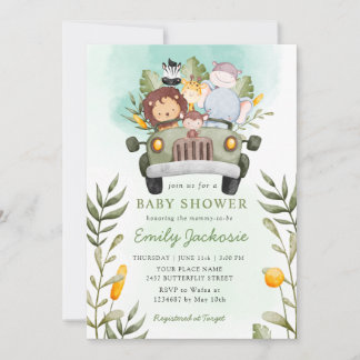 Invitation jungle verdoyante Safari Baby shower animalier sau