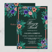 Invitation Jungle Vert Corail Floral Aquarelle Boozy Bach (Devant / Derrière)