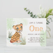 Invitation Jungle Wild & Free Boy's 1st Birthday Tiger (Debout devant)