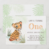 Invitation Jungle Wild & Free Boy's 1st Birthday Tiger (Devant / Derrière)