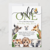 Invitation Jungle Wild One Safari Baby shower animal (Devant)