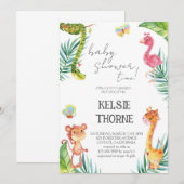 Invitation Jungle Wildlife Baby Shower (Devant / Derrière)