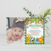Invitation Jungle Zoo Animal Safari Aventure Anniversaire Pho (Debout devant)