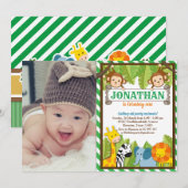 Invitation Jungle Zoo Animal Safari Aventure Anniversaire Pho (Devant / Derrière)