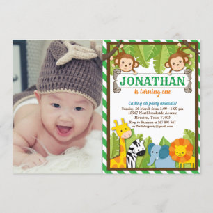 Invitation Jungle Zoo Animal Safari Aventure Anniversaire Pho