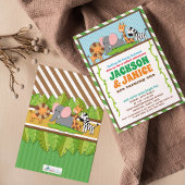 Invitation Jungle Zoo animal Safari jumeaux Anniversaire