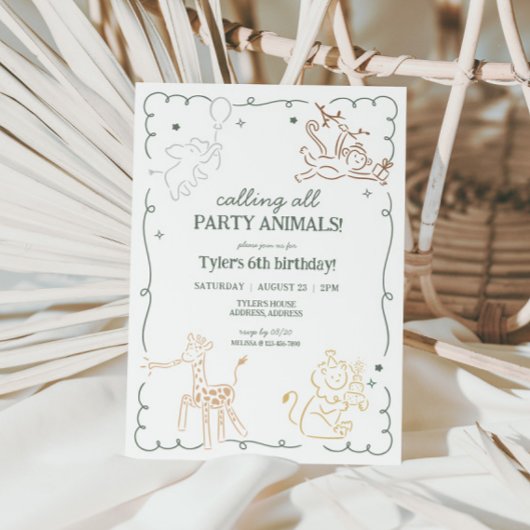 Invitation Jungle Zoo Safari Animaux Anniversaire