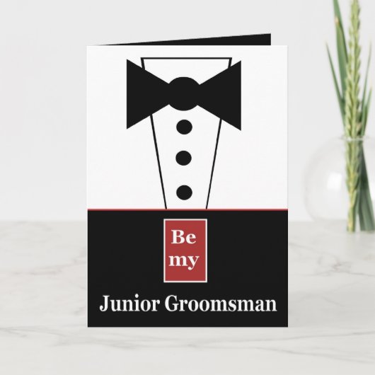 Invitation JUNIOR GROOMSMAN avec Tux Funny A01 (Devant)