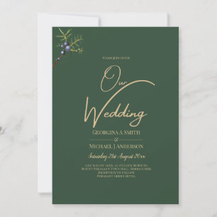 Invitation JUNIPER Green Gold Mariage moderne