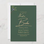 Invitation JUNIPER Green Gold Mariage moderne (Devant)