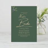 Invitation JUNIPER Green Gold Mariage moderne (Debout devant)