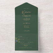 Invitation JUNIPER Green Gold Mariage moderne (À l'intérieur)