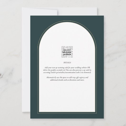 Invitation Juniper Green Gold Mariage moderne INVITE QR Code (Dos)