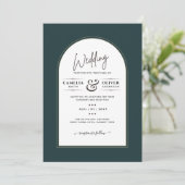 Invitation Juniper Green Gold Mariage moderne INVITE QR Code (Debout devant)