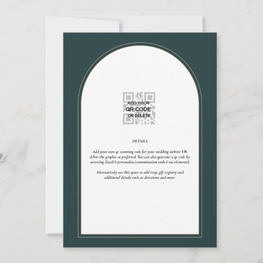 Invitation Juniper Green Gold Mariage moderne INVITE QR Code (Dos)