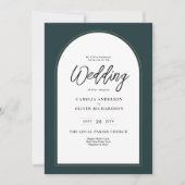Invitation JUNIPER Green Gold Wedding INVITE QR Code moderne (Devant)