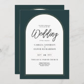 Invitation JUNIPER Green Gold Wedding INVITE QR Code moderne (Devant / Derrière)