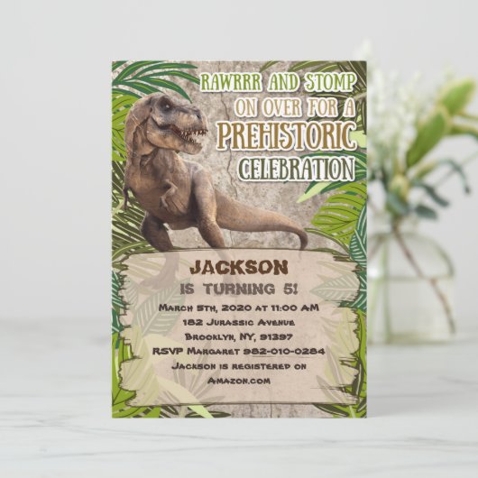 Invitation Jurassic Park Dinosaur Anniversaire (Debout devant)