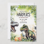 Invitation Jurassic Party T-Rex Dinosaur 1er anniversaire (Devant)
