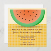 Invitation Jus de pastèque tranche en vichy fête de pique-niq (Devant / Derrière)