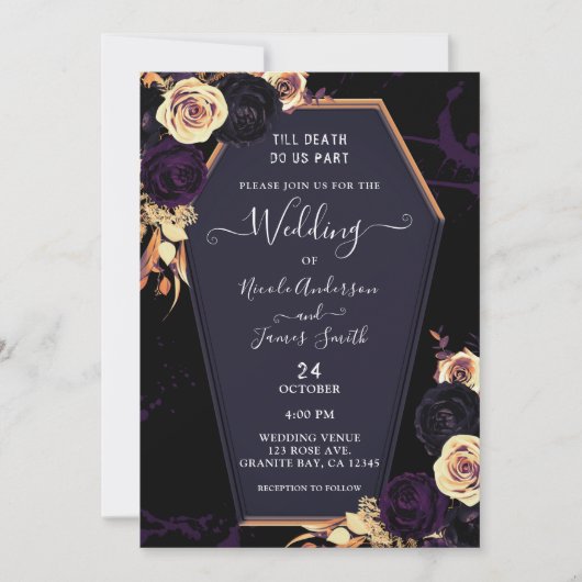 Invitation Jusqu'à ce que la mort nous rende violets Mariage  (Devant)
