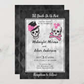 Invitation Jusqu'à ce que la mort nous sépare Crânes Haut-de- (Devant / Derrière)