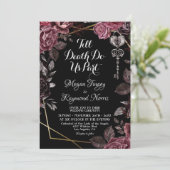 Invitation Jusqu'à ce que la mort nous sépare | Florales noir (Debout devant)