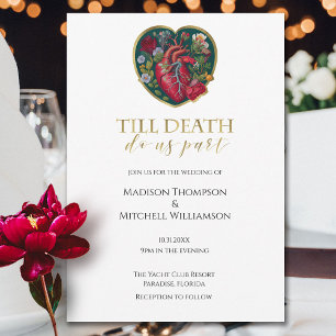 Invitation Jusqu'à ce que la mort nous sépare Goth cœur Hallo