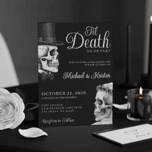 Invitation Jusqu'à ce que la mort nous sépare Gothique Crânes