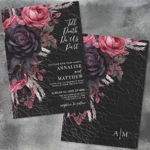 Invitation Jusqu'à ce que la mort nous sépare Gothique Fleurs