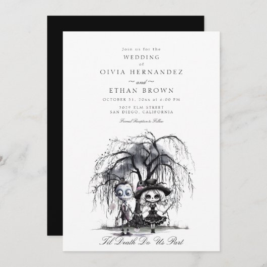 Invitation Jusqu'à ce que la mort nous sépare Mariage (Devant / Derrière)
