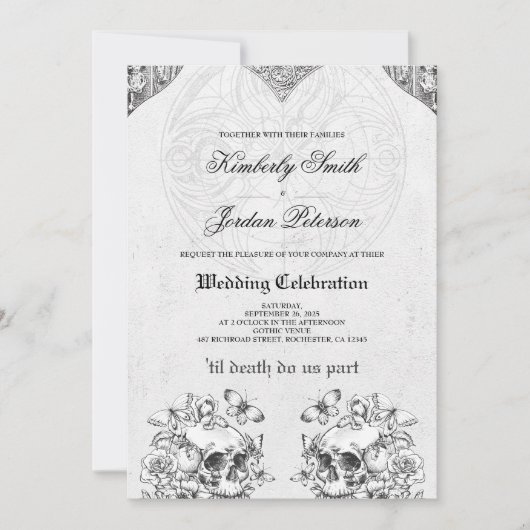 Invitation Jusqu'à ce que la mort nous sépare Mariage gothiqu (Devant)