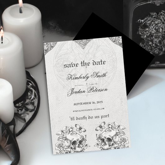 Invitation Jusqu'à ce que la mort nous sépare Mariage gothiqu