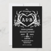 Invitation Jusqu'à ce que la mort nous sépare squelette gothi (Devant)